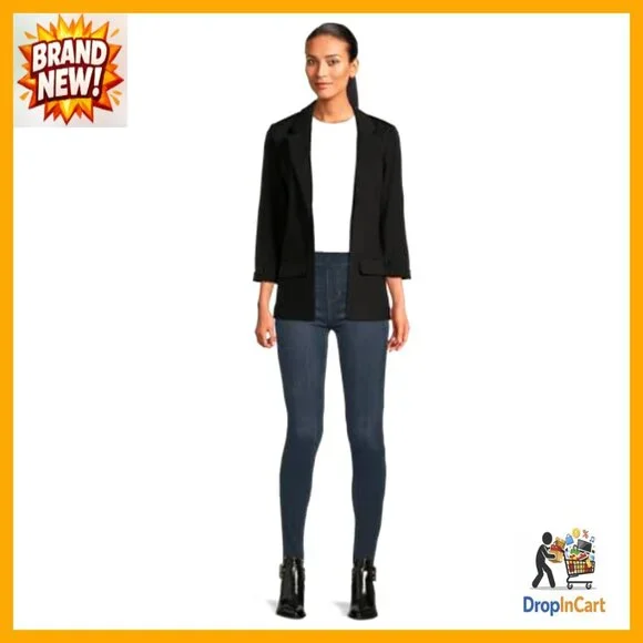 Classic Boyfriend Blazer Petite Fit Princess Darts Stretch Ponte Chic Versatile